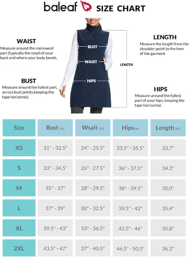 Vista 7 de BALEAF Chaleco de forro polar para mujer, sudadera tipo túnica, chaleco largo con cremallera de un cuarto, sudadera con bolsillo