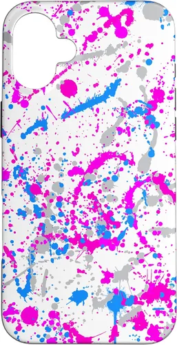 Vista 23 de iPhone 16 Rosa + Azul + Gris Blanco Patrón de salpicaduras de pintura