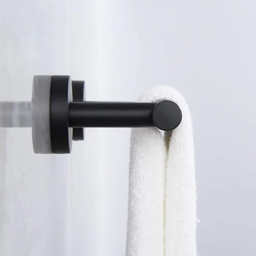 Vista 4 de kimzcn Toallero de mano negro mate de 9 pulgadas SUS 304 de acero inoxidable para montaje en pared de baño