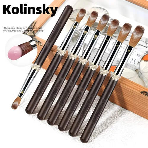 Vista 3 de Kolinsky - Cepillo de uñas acrílicas, 100% cabello Kolinsky, cepillo profesional de arte de uñas para aplicación acrílica, extensión de uñas