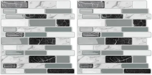 Vista 10 de Azulejos adhesivos de cocina con protección ante salpicaduras Mármol gris
