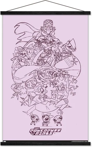 Vista 8 de Trends International Póster de pared de boceto de grupo de chicas superpoderosas, 14.725 x 22.375 pulgadas, versión enmarcada de madera de granero