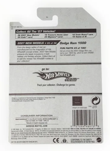 Vista 2 de Hot Wheels 2007 Nuevos modelos #5 Dodge Ram Red 1500 #2007-5 Coche coleccionista coleccionable