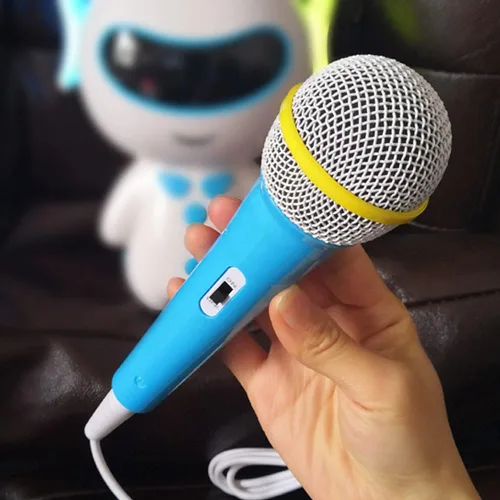 Vista 6 de Micrófono con cable, micrófono dinámico de 0.138 in, conector ligero, sin batería, para niños, máquina de cantar para el hogar (azul), tamaño libre