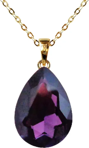 Vista 30 de Navachi Collar con colgante de circón en forma de pera con gota de agua chapada en oro de 18 quilates 16 "+2" Negro