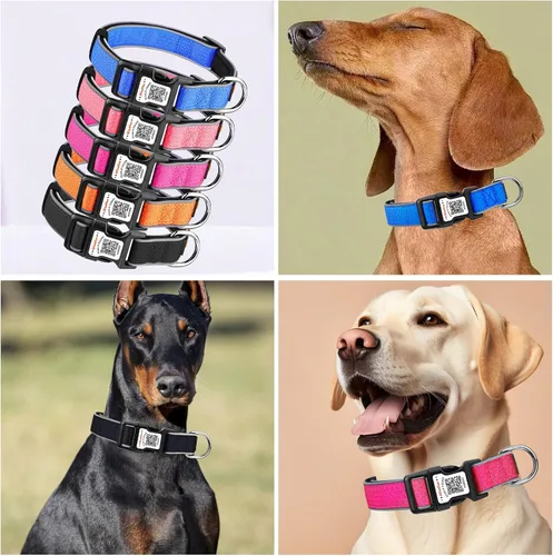 Vista 7 de Collar de perro personalizado ilFindYou con etiqueta de código QR para identificación de mascotas, collar reflectante de seguridad, adecuado