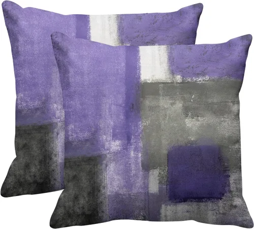 Vista 37 de Emvency Juego de 2 fundas de almohada modernas con pintura abstracta negra, blanca y gris, fundas de almohada decorativas para sofá, decoración