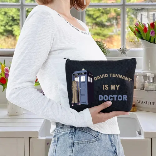 Vista 6 de LEVLO Bolsa de maquillaje cosmética con diseño de David Tennant, regalo para fanáticos de David Tennant Is My Doctor - Bolsa de maquillaje
