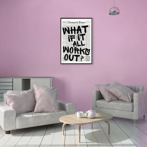 Vista 4 de Arte de pared de periódico en blanco y negro ¿Y si todo sale bien? Pósteres en lienzo Frases positivas afirmativas inspiradoras Pintura para sala
