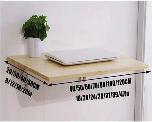 Vista 2 de Mesa plegable de madera para cocina, lavandería, restaurante, ahorro de espacio, resistente, multifuncional, portátil, escritorio de 19.7 x 11.8 in