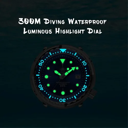 Vista 4 de ADDIESDIVE Automatic Steel Dive Watch for Men 47.5mm Black Analog Wristwatches Sapphire Crystal Diver 300M