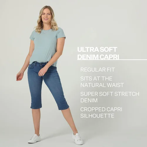 Vista 5 de Riders by Lee Indigo Capri de mezclilla ultra suave para mujer