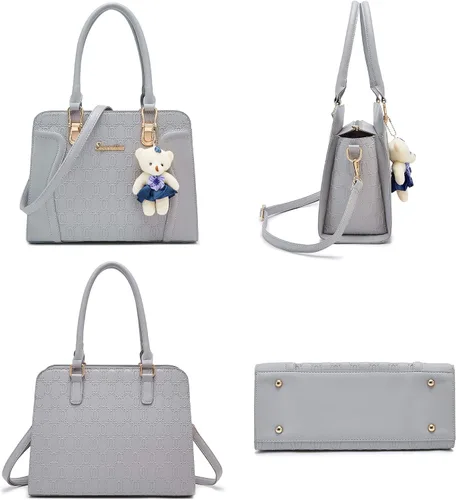 Vista 93 de Bolsos de mano de moda para mujer, bolsa de hombro, asa superior, bolsa de mano, juego de 4 piezas