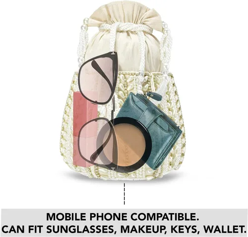 Vista 3 de Aheli Potli Bags for Women Evening Bag Clutch Ethnic Bride Purse with Drawstring