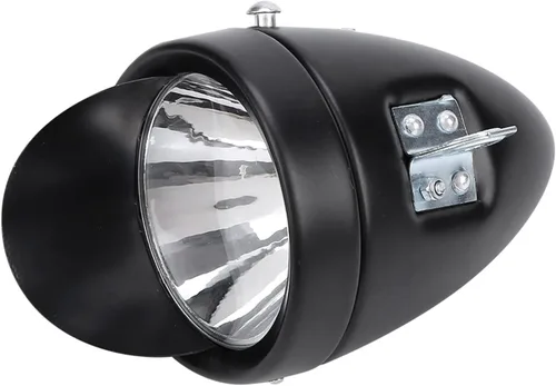 Vista 9 de Faro delantero de bicicleta, faro vintage para montar en bicicleta por la noche, luz LED ligera con visera, lámpara frontal retro al aire libre alto