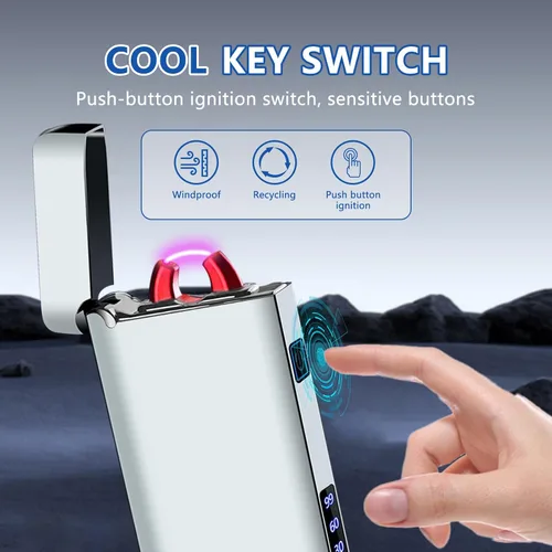 Vista 2 de GADATOP Encendedor eléctrico recargable USB, encendedor creativo personalizado, encendedores de plasma, luces LED de indicador de batería LED