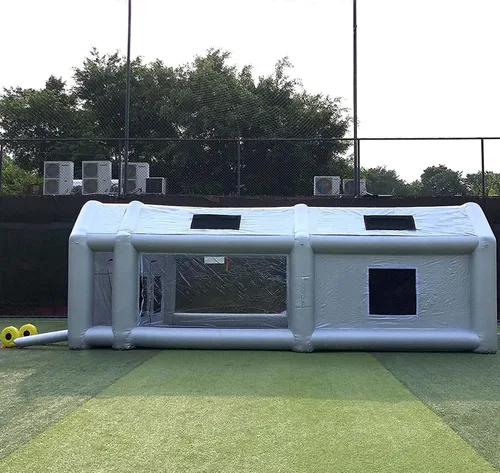 Vista 5 de Cabina de pintura inflable de 21.5 x 13 x 9 pies con múltiples filtros de algodón y tres sopladores, cabina de pulverización portátil para piezas