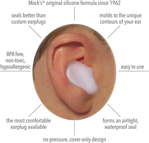 Vista 2 de Mack's Pillow Soft Earplugs White 6 Pairs (Pack of 5)