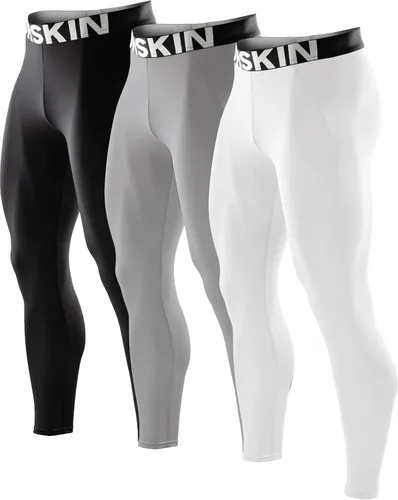 Vista 26 de DRSKIN Men’s Compression Pants (5/4/3 Pack) Quick Dry Tights Leggings Sports Baselayer Running Gym Workout Negro