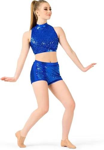Vista 6 de Double Platinum Womens Sequin Mock Neck Crop Top