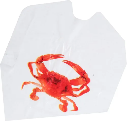 Vista 3 de Divertidos delantales desechables versátiles con temática de cangrejo, 100 baberos para fiestas de hervir mariscos, Rojo