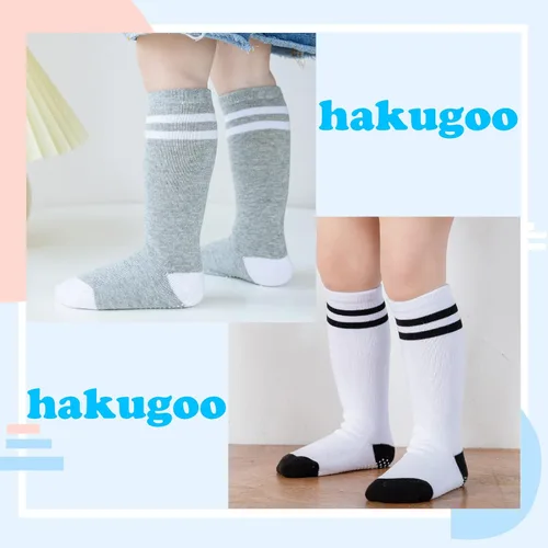 Vista 2 de Calcetines altos hasta la rodilla para bebé, calcetines de tubo antideslizantes, 5 pares de calcetines de agarre atlético, niños y niñas