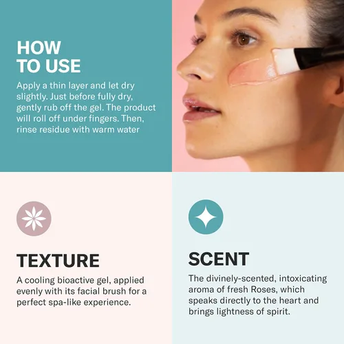 Vista 4 de Odacité - Mascarilla exfoliante facial – Receta de gel bioactivo de rosa, piña y ácido hialurónico – Máscara de enzima rejuvenecedora para opacidad