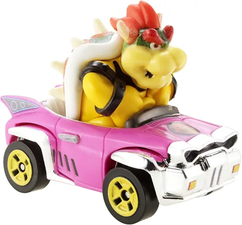 Vista 2 de Hot Wheels GBG31 Mario Kart 1:64 Bowser con vehículo Badwagon de fundición a presión, multicolor