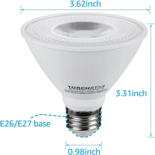 Vista 4 de TORCHSTAR Paquete de 6 bombillas LED de inundación PAR30 de cuello corto, CRI90+, 5000K Daylight(5000k)