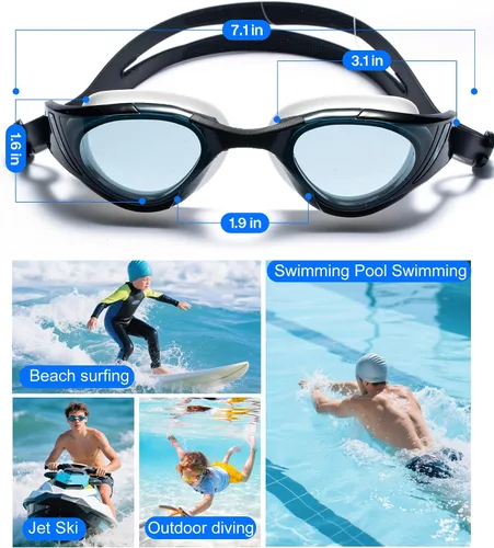 Vista 7 de Gafas de natación, visión súper clara, gafas de natación para adultos, adecuadas para todo tipo de programas de natación Negro Blanco