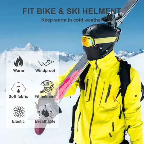 Vista 4 de Pasamontañas para hombres y mujeres, máscaras de esquí de invierno, resistentes al viento, térmicas para clima frío, motocicleta, calentador