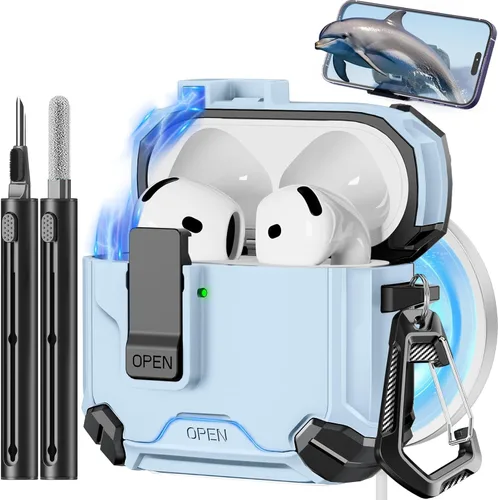 Vista 14 de Pohgelan Compatible con AirPods Pro 2ª/1ª funda (azul)