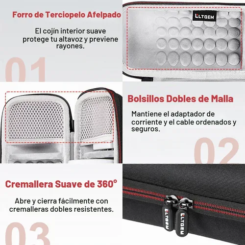 Vista 3 de LTGEM - Funda para altavoz Bluetooth Bose SoundLink Revolve/Revolve II Carcasa rígida de EVA, resistente al agua, protección contra golpes