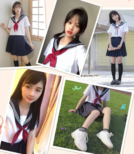 Vista 2 de Disfraz clásico de uniforme tipo marinero de escuela japonesa para niñas uniforme de disfraces de anime cosplay con calcetines