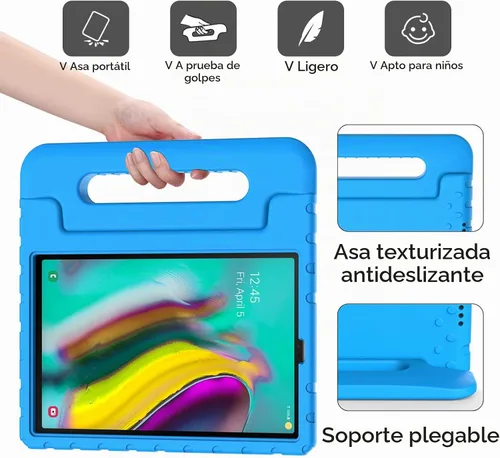 Vista 6 de Funda infantil para Samsung Galaxy Tab S5e 2019, a prueba de golpes Azul