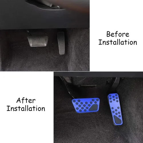 Vista 6 de sportuli Kit de cubiertas antideslizantes de aluminio para freno y pedal de acelerador sin taladrar para Dodge Challenger Charger Chrysler 300 Azul