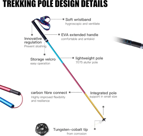 Vista 7 de AONIJIE Trekking Poles 2-Pack - Anti-Shock Ultra-Light Collapsible Walking & Hiking Sticks for Trail Running, Backpacking, Camping
