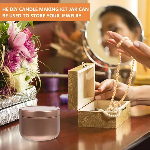 Vista 6 de 12pcs Oz Tinplate Balm Jars with Lids for Candles, Blush and Jewelry Golden