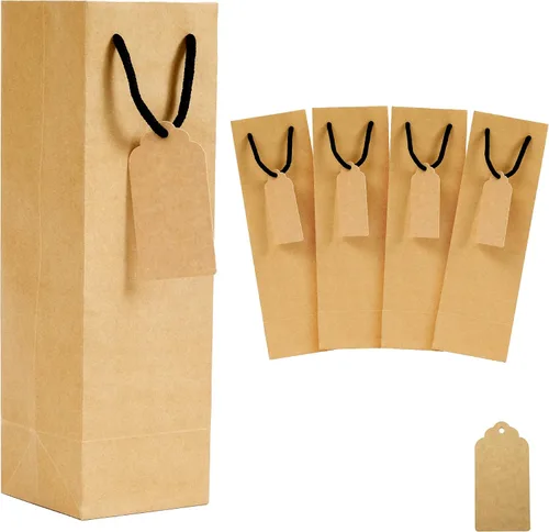 Vista 9 de Bolsa de regalo de vino para 2 botellas, 7.15 x 4 x 13 pulgadas, 24 bolsas de regalo para botellas de vino dobles