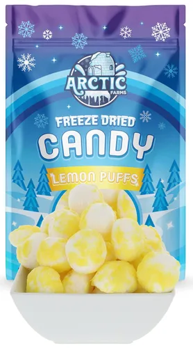Vista 5 de Arctic Farms Caramelos liofilizados de caramelo agrio en bolsa y en caja (Gigantes de limón) (3 onzas)