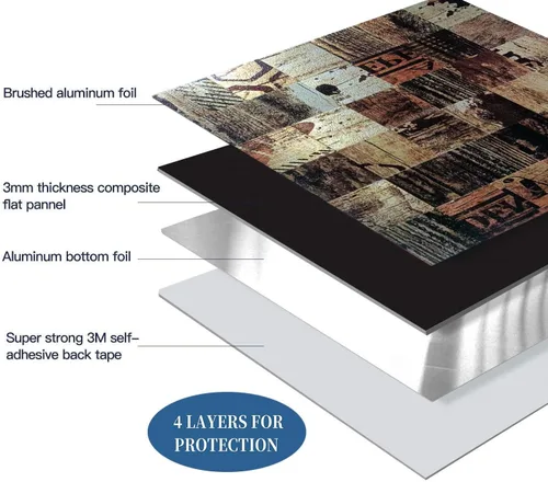 Vista 5 de 10 calcomanías de pared de mosaico compuesto de aluminio, impermeables, resistentes al calor, fáciles de cortar, baño/sala de estar/cocina