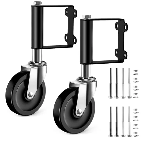Vista 12 de Ronlap - Ruedas giratorias para puerta de madera con resorte cargadas, 220 libras, 4 pulgadas Heavy duty vertical track roller gate support wheel