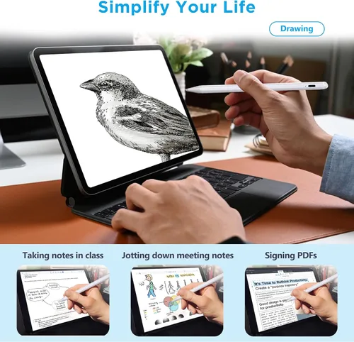Vista 3 de Lápiz óptico para iPad, 2 lápices de carga rápida compatibles con Apple iPad 2018-2023, iPad 10/9/8/7/6th, Air 5/4/3, Pro 12.9/11 pulgadas, mini