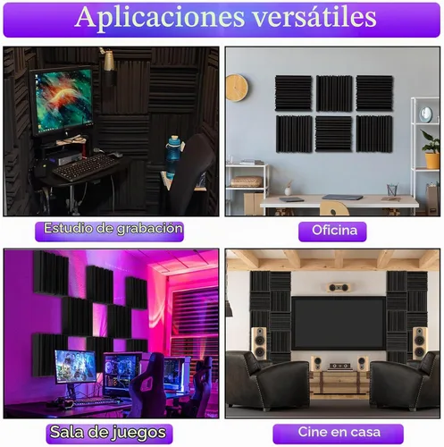 Vista 5 de TroyStudio - 12 paneles de espuma de absorción acústica y del sonido de estudio, 12” x 12” x 2”, de banda ancha, con estructura de ranuras