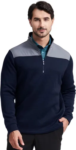Vista 2 de Rouen Quarter Zip Pullover Mens Golf Slim Fit Performance Warm Mock Neck 14 Zip Pullover Mens Fleece Sweatshirt