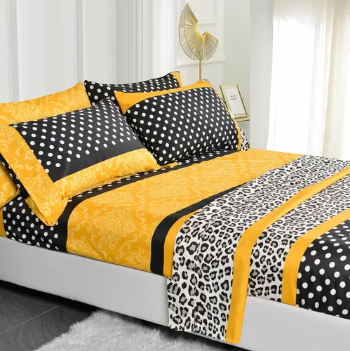 Vista 16 de American Home Collection - Juego de sábanas y fundas de almohada estampadas de 6 piezas, con 14 pulgadas de caída; sábanas de microfibra con doble