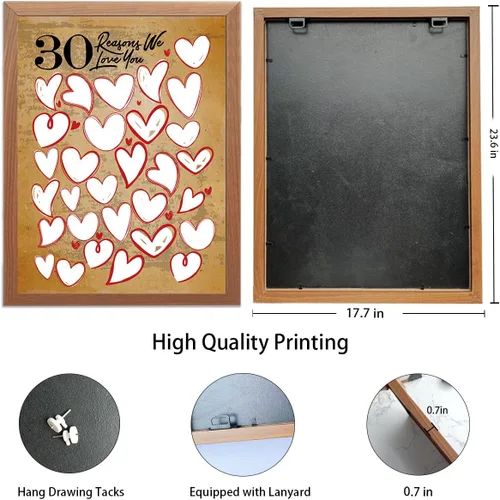 Vista 2 de Decoración de pared de 30 razones por las que te amamos, regalos de cumpleaños para mujeres y hombres, lienzo de invitados de 30 aniversario