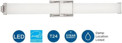 Vista 7 de Progress Lighting Phase 2.2 LED Collection - Lámpara de tocador de baño moderna con pantalla blanca de 36 pulgadas, níquel cepillado, 4.75 x 36.00 x