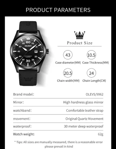 Vista 6 de OLEVS Watch for Men Minimalist Fashion Dress Wrist Mens Watches Perfect Quartz Movement 30M Waterproof Wristwatch