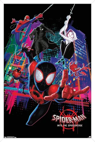 Vista 12 de Trends International Marvel Spider-Man - Póster de pared con texto en inglés "Into The Spider-Verse", 14.725 x 22.375 pulgadas, versión enmarcada